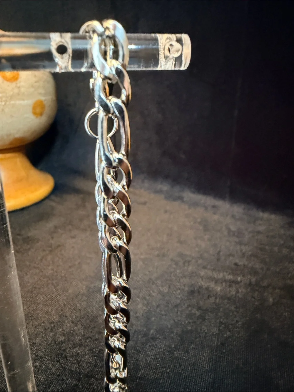 18K White Gold Filled Figaro 7.5 in 5MM Bracelet Lobster Clasp Will Not Tarnish